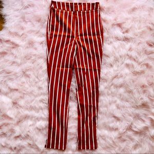 High waisted pinstripe skinny pants